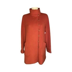Oscar by Oscar De La Renta Orange Button Felted Angora Wool Coat Size 10